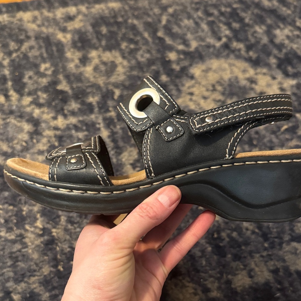 Clarks Black Sandals with Buckle Detail - Picture 4 of 7